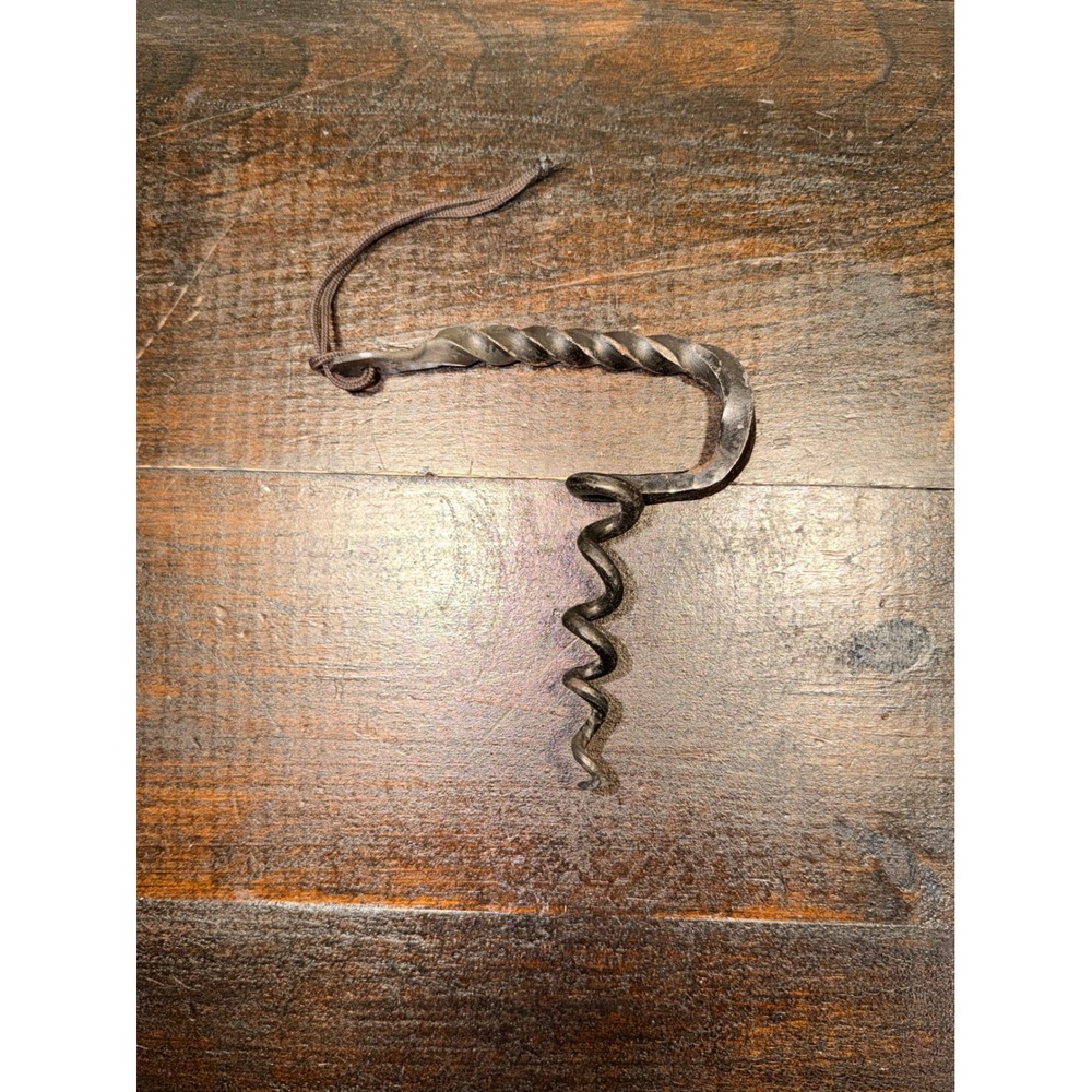 Hand Forged Wrought Iron Corkscrew Twisted Handle Rustic Wine Opener - Picture 5 of 5
